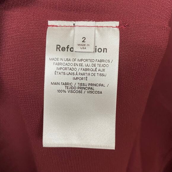 Reformation Stevie Midi Dress Claret Burgundy Mock Neck Side Slit Georgette‎ NWT - Picture 15 of 16